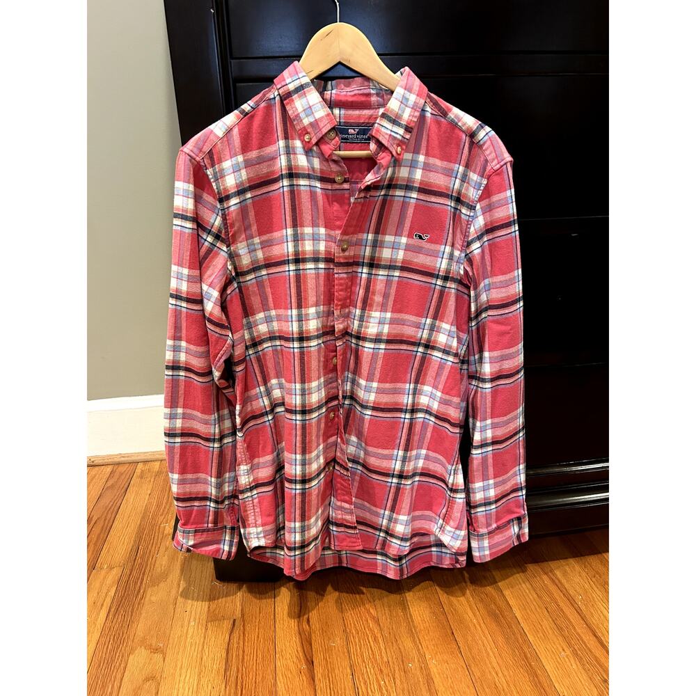 Vineyard Vines Size M Pink/Blue/White Flannel Plaid EUC